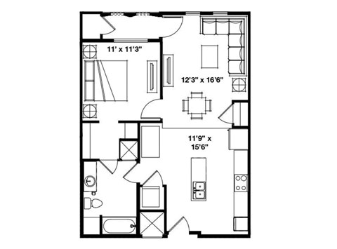 Alvera at the Meadows Apartments in American Fork, Utah One Bedroom Floor Plan